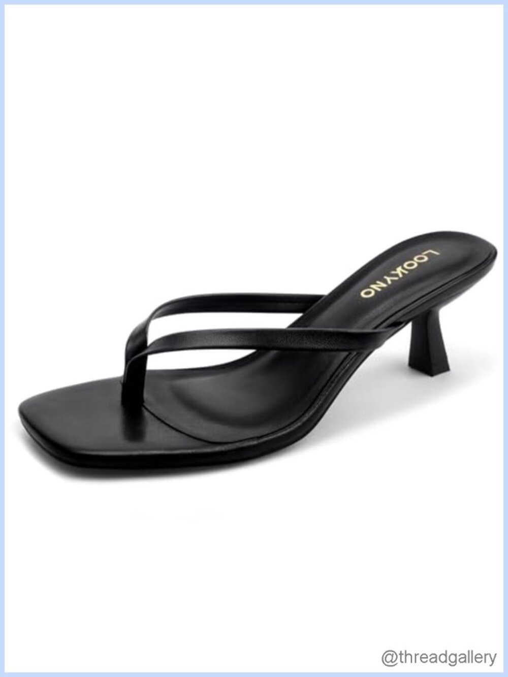 Kitten Heel Thong Flip Flops Square Open Toe Sandals Faux Leather